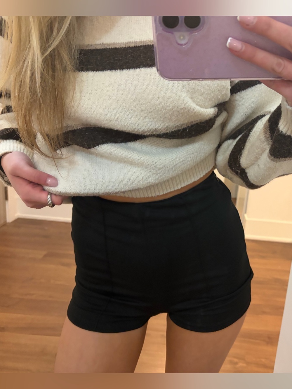 Black High-Waisted Tailored Mini Shorts XS